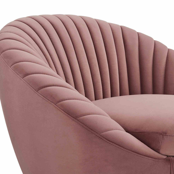 Mitzy Blush Velvet Swivel Accent Chair with Gold Base