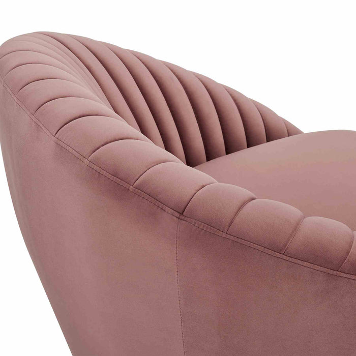 Mitzy Blush Velvet Swivel Accent Chair with Gold Base