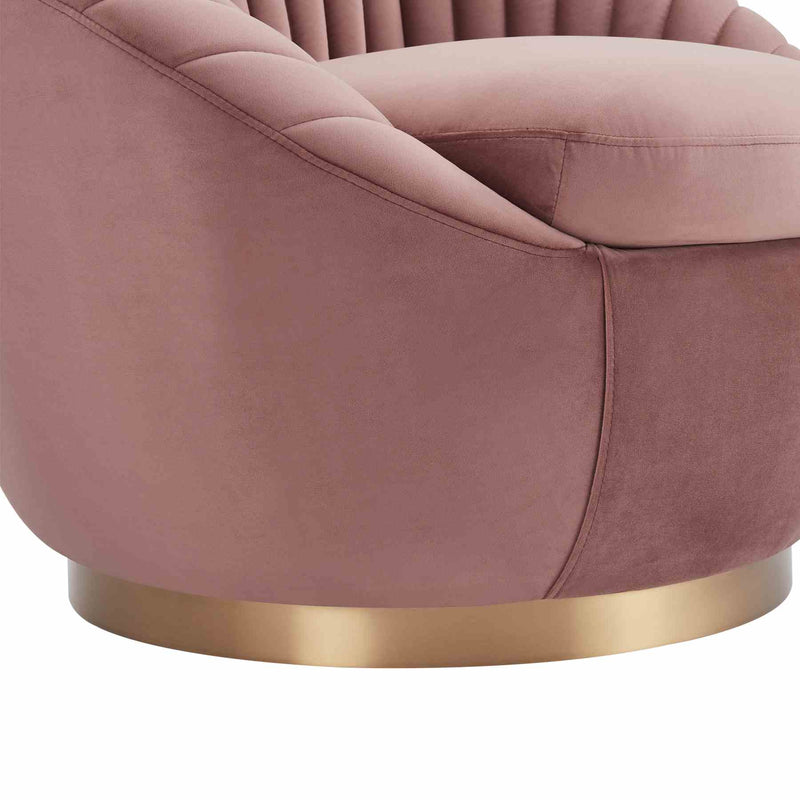 Mitzy Blush Velvet Swivel Accent Chair with Gold Base - Furniture City (CA)l