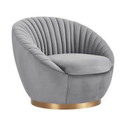 Mitzy Gray Velvet Swivel Accent Chair with Gold Base - Furniture City (CA)l