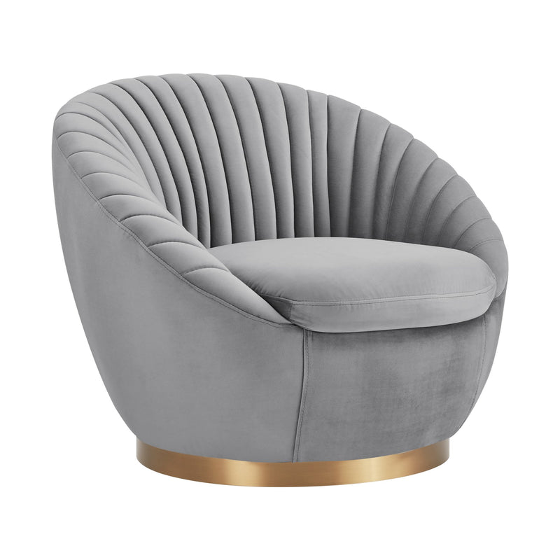 Mitzy Gray Velvet Swivel Accent Chair with Gold Base - Furniture City (CA)l