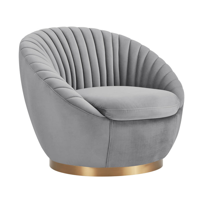 Mitzy Gray Velvet Swivel Accent Chair with Gold Base