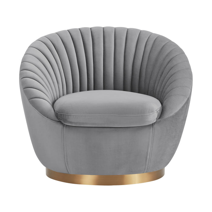 Mitzy Gray Velvet Swivel Accent Chair with Gold Base