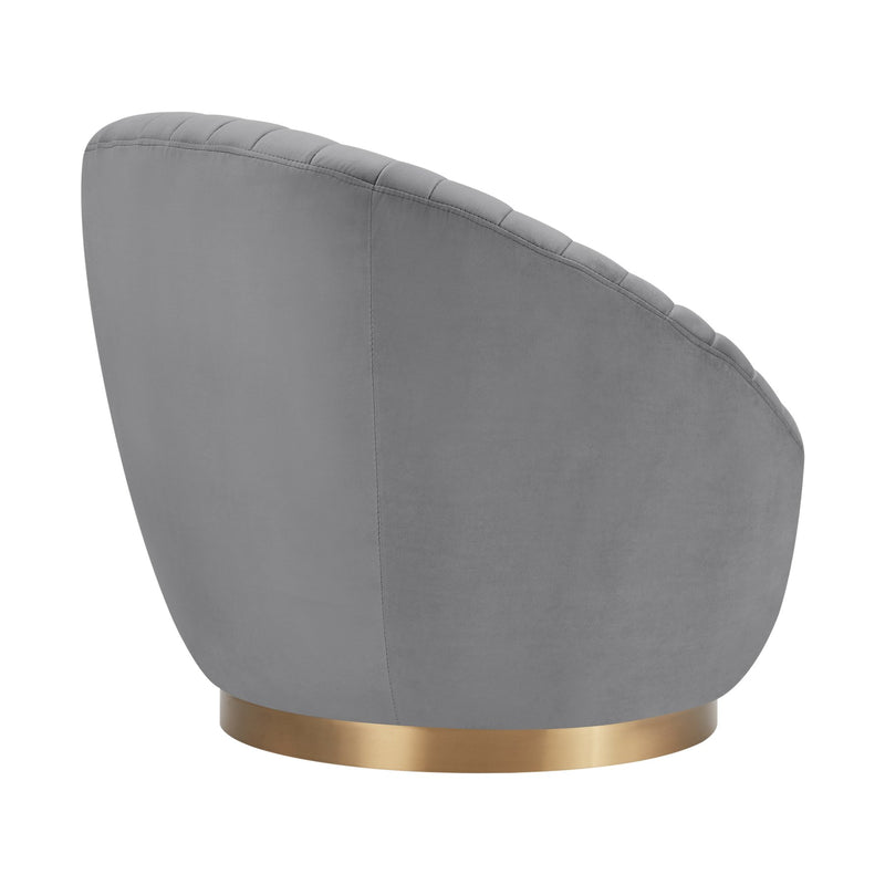 Mitzy Gray Velvet Swivel Accent Chair with Gold Base - Furniture City (CA)l