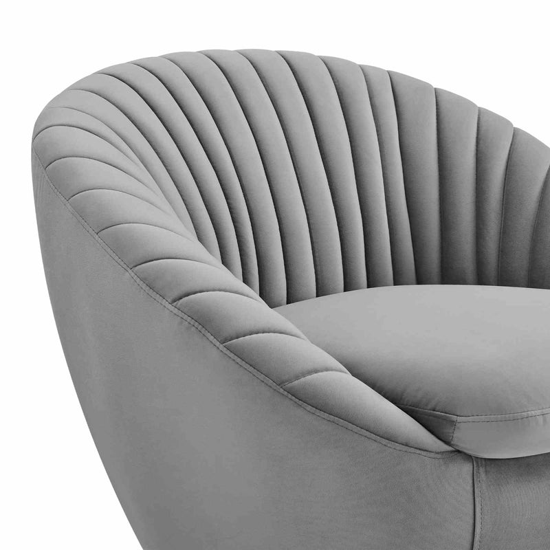 Mitzy Gray Velvet Swivel Accent Chair with Gold Base - Furniture City (CA)l