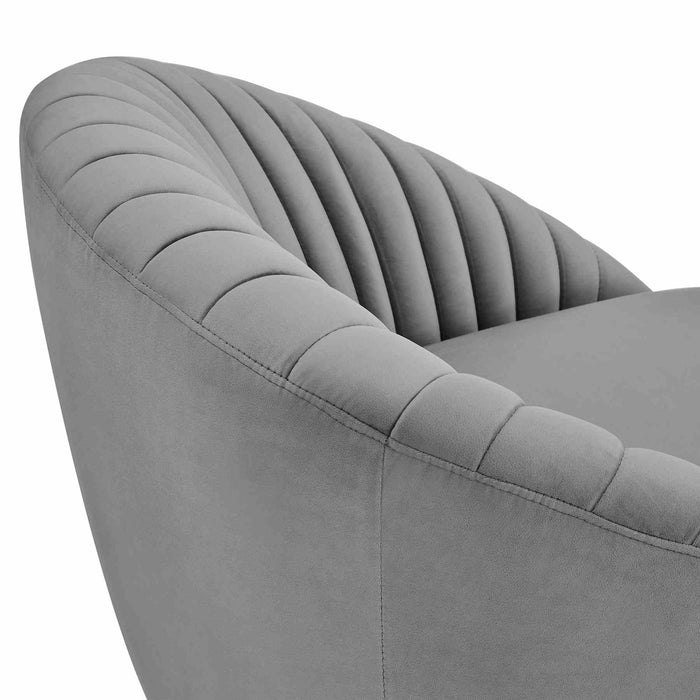 Mitzy Gray Velvet Swivel Accent Chair with Gold Base