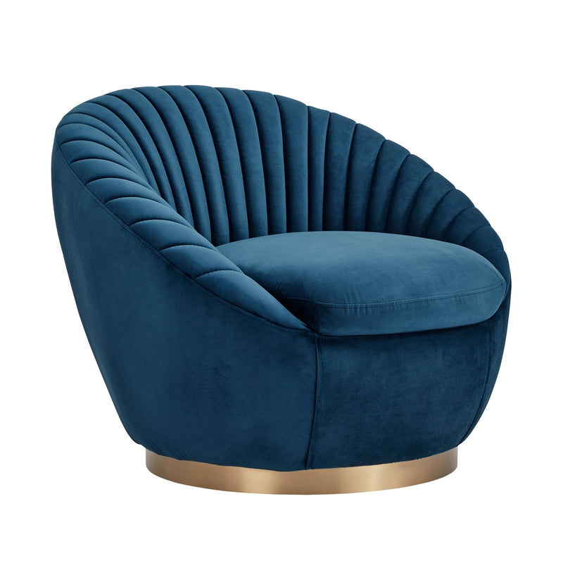 Mitzy Navy Velvet Swivel Accent Chair with Gold Base - Furniture City (CA)l