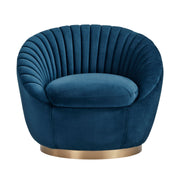 Mitzy Navy Velvet Swivel Accent Chair with Gold Base - Furniture City (CA)l