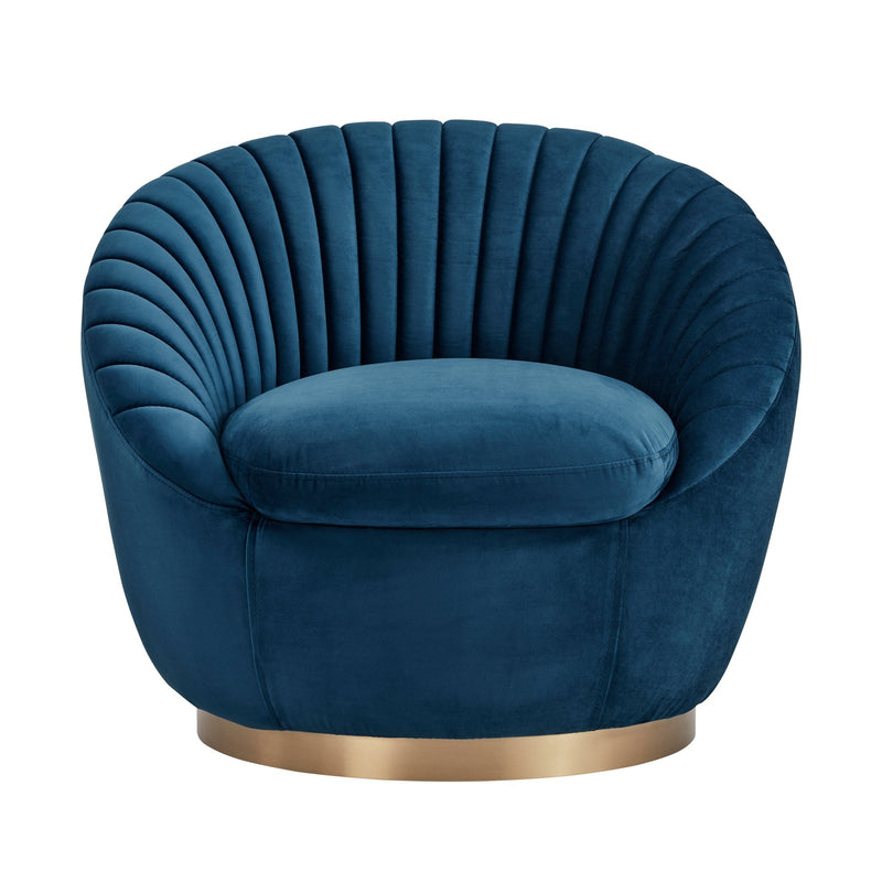 Mitzy Navy Velvet Swivel Accent Chair with Gold Base - Furniture City (CA)l