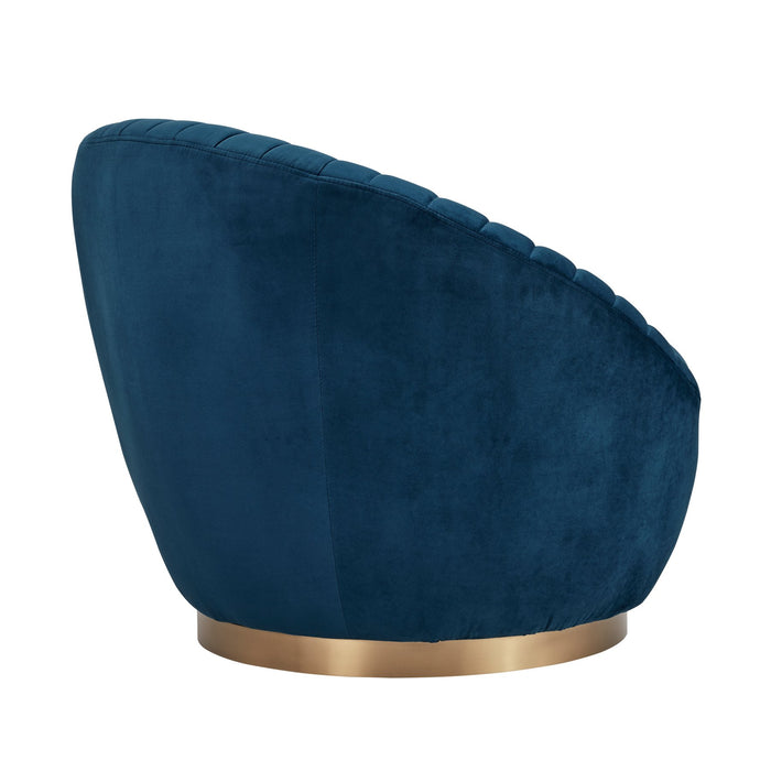 Mitzy Navy Velvet Swivel Accent Chair with Gold Base