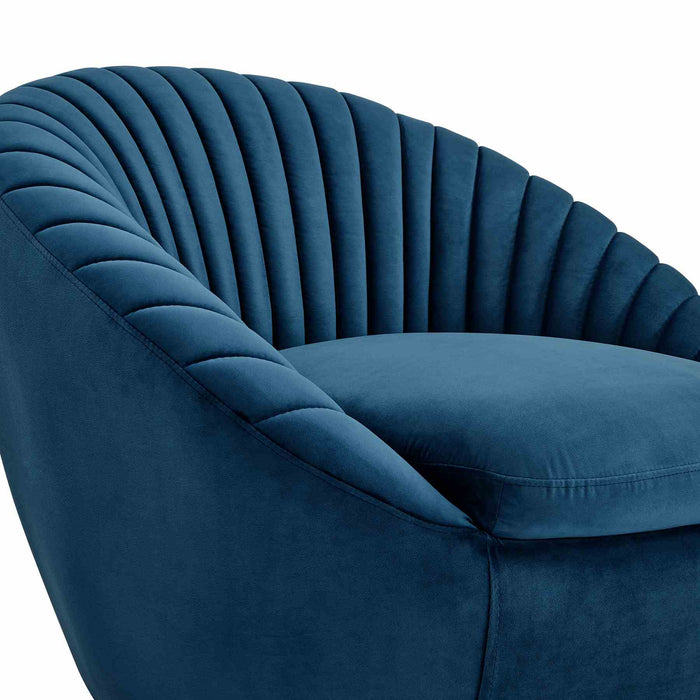 Mitzy Navy Velvet Swivel Accent Chair with Gold Base