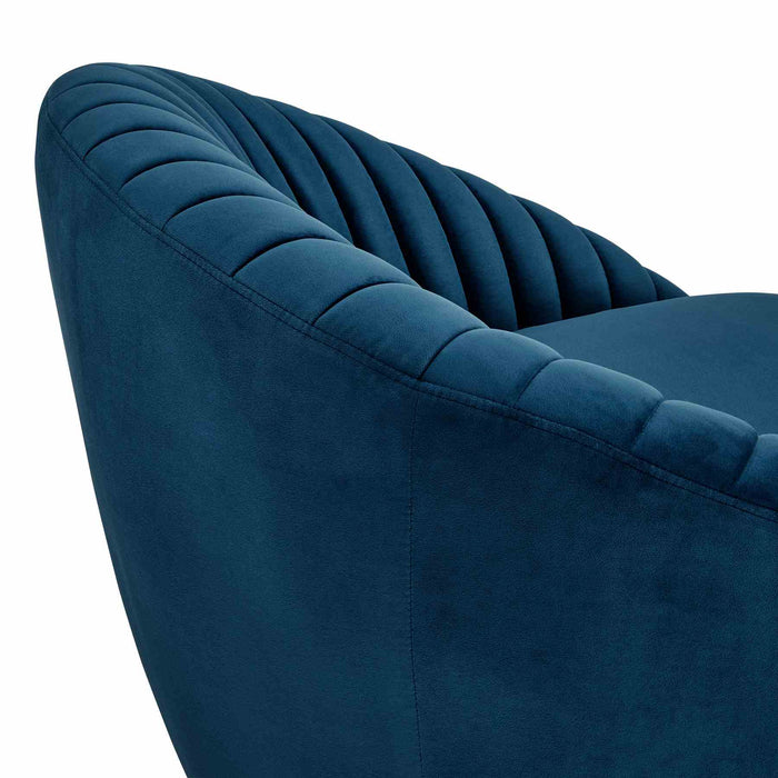 Mitzy Navy Velvet Swivel Accent Chair with Gold Base