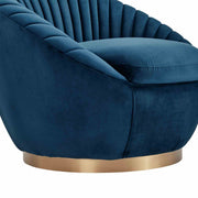 Mitzy Navy Velvet Swivel Accent Chair with Gold Base - Furniture City (CA)l