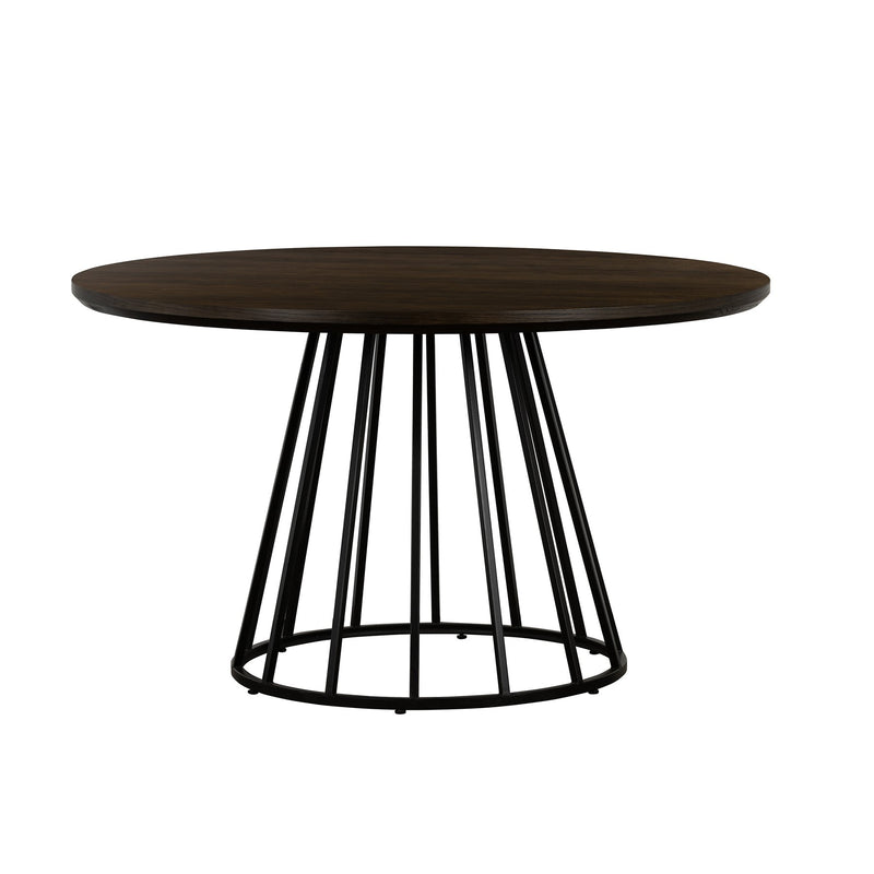 Motion Oak and Metal Round Dining Table - Furniture City (CA)l