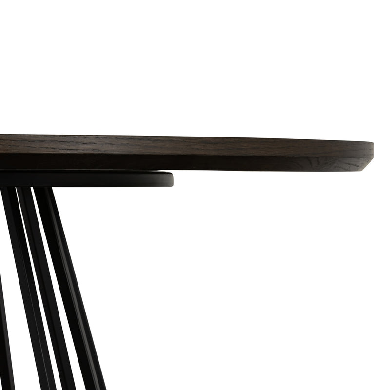 Motion Oak and Metal Round Dining Table - Furniture City (CA)l
