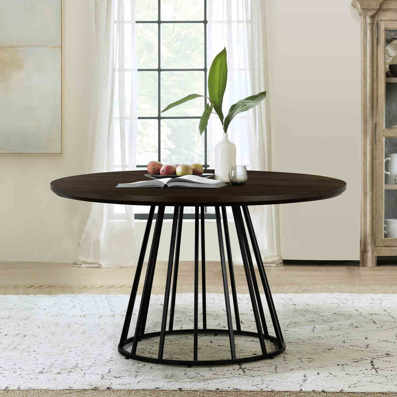 Motion Oak and Metal Round Dining Table - Furniture City (CA)l