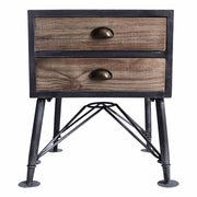 Mathis Industrial 2-Drawer End Table in Industrial Gray and Pine Wood - Furniture City (CA)l