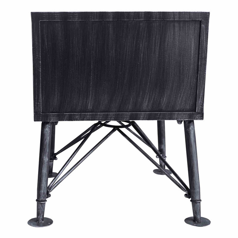 Mathis Industrial 2-Drawer End Table in Industrial Gray and Pine Wood - Furniture City (CA)l