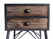 Mathis Industrial 2-Drawer End Table in Industrial Gray and Pine Wood - Furniture City (CA)l