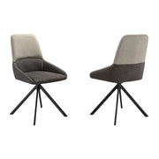 Maverick Swivel Upholstered Dining Chair in Two-Tone Fabric Gray with Black Metal Legs - Set of 2 - Furniture City (CA)l