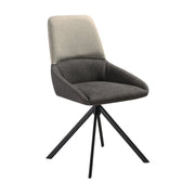 Maverick Swivel Upholstered Dining Chair in Two-Tone Fabric Gray with Black Metal Legs - Set of 2 - Furniture City (CA)l