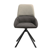 Maverick Swivel Upholstered Dining Chair in Two-Tone Fabric Gray with Black Metal Legs - Set of 2 - Furniture City (CA)l
