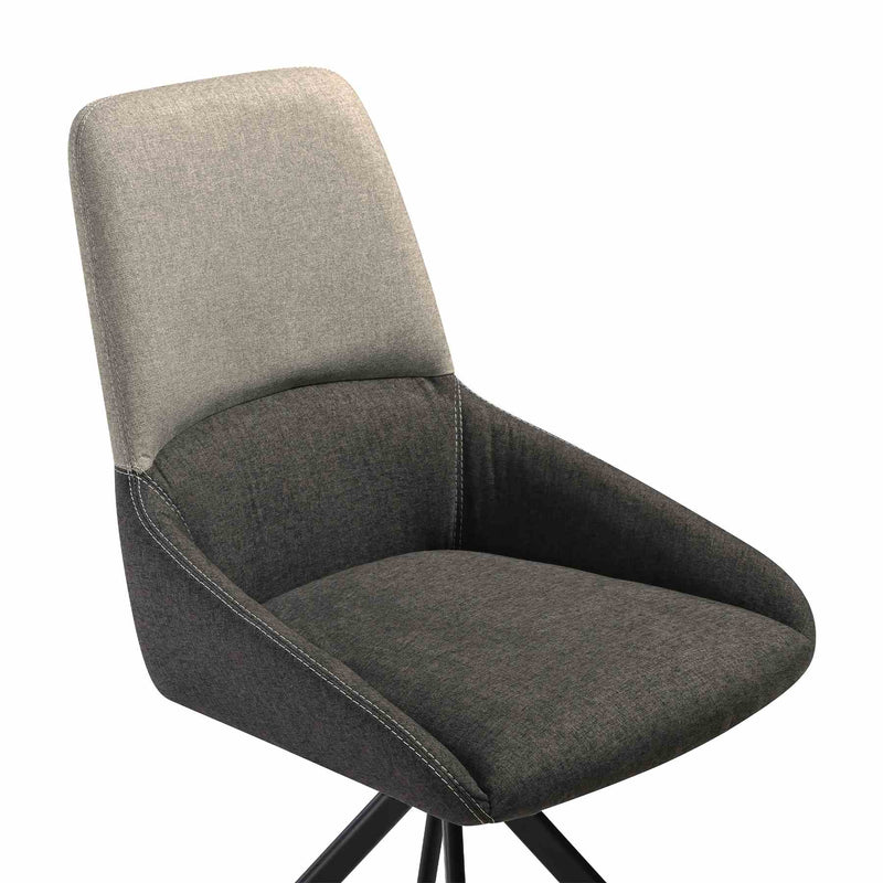 Maverick Swivel Upholstered Dining Chair in Two-Tone Fabric Gray with Black Metal Legs - Set of 2 - Furniture City (CA)l