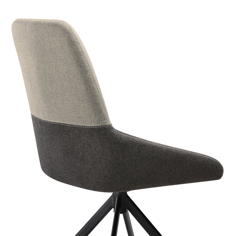 Maverick Swivel Upholstered Dining Chair in Two-Tone Fabric Gray with Black Metal Legs - Set of 2 - Furniture City (CA)l