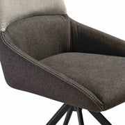 Maverick Swivel Upholstered Dining Chair in Two-Tone Fabric Gray with Black Metal Legs - Set of 2 - Furniture City (CA)l