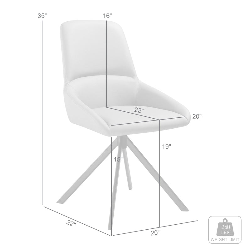 Maverick Swivel Upholstered Dining Chair in Taupe Gray Faux Leather with Black Metal Legs - Set of 2 - Furniture City (CA)l