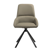Maverick Swivel Upholstered Dining Chair in Taupe Gray Faux Leather with Black Metal Legs - Set of 2 - Furniture City (CA)l