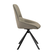 Maverick Swivel Upholstered Dining Chair in Taupe Gray Faux Leather with Black Metal Legs - Set of 2 - Furniture City (CA)l