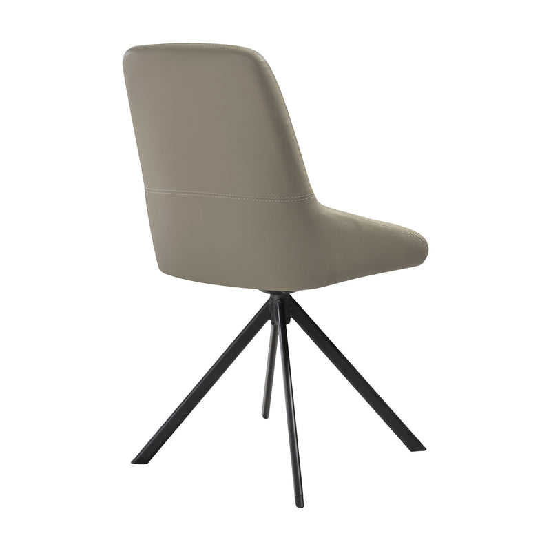 Maverick Swivel Upholstered Dining Chair in Taupe Gray Faux Leather with Black Metal Legs - Set of 2 - Furniture City (CA)l