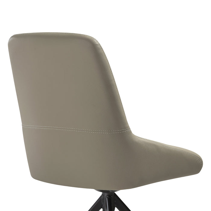 Maverick Swivel Upholstered Dining Chair in Taupe Gray Faux Leather with Black Metal Legs - Set of 2