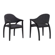 Meadow Contemporary Dining Chair in Black Brush Wood Finish and Charcoal Fabric - Set of 2 - Furniture City (CA)l