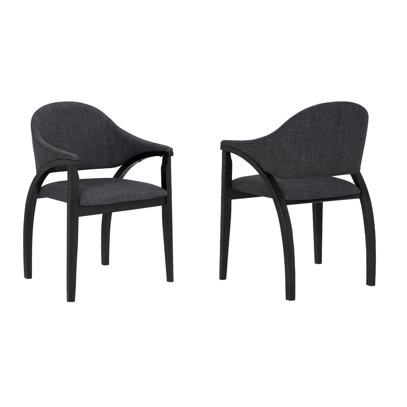 Meadow Contemporary Dining Chair in Black Brush Wood Finish and Charcoal Fabric - Set of 2 - Furniture City (CA)l