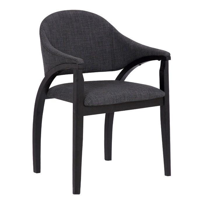 Meadow Contemporary Dining Chair in Black Brush Wood Finish and Charcoal Fabric - Set of 2