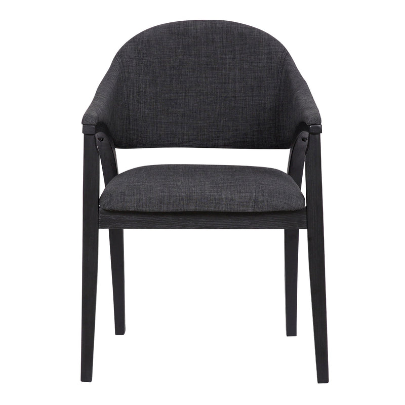 Meadow Contemporary Dining Chair in Black Brush Wood Finish and Charcoal Fabric - Set of 2 - Furniture City (CA)l