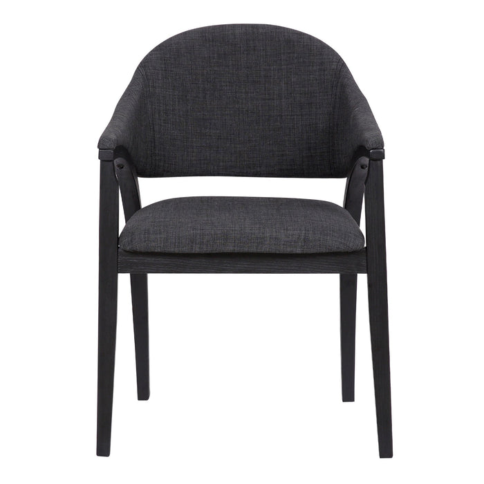 Meadow Contemporary Dining Chair in Black Brush Wood Finish and Charcoal Fabric - Set of 2