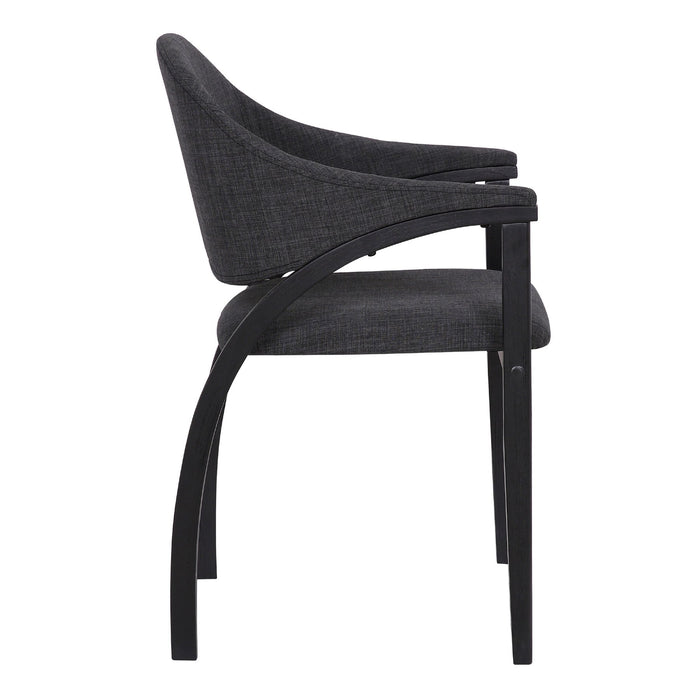 Meadow Contemporary Dining Chair in Black Brush Wood Finish and Charcoal Fabric - Set of 2