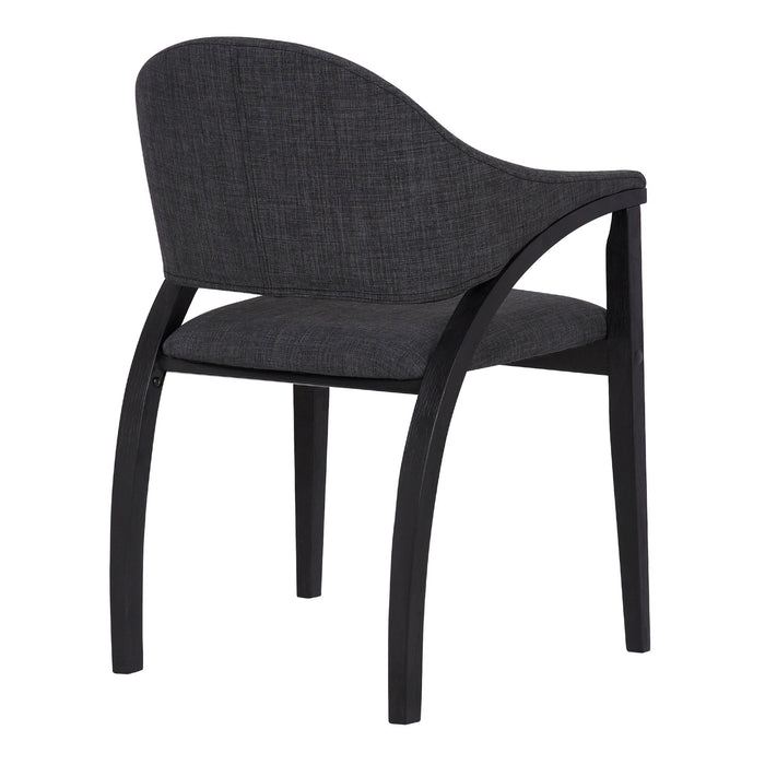 Meadow Contemporary Dining Chair in Black Brush Wood Finish and Charcoal Fabric - Set of 2