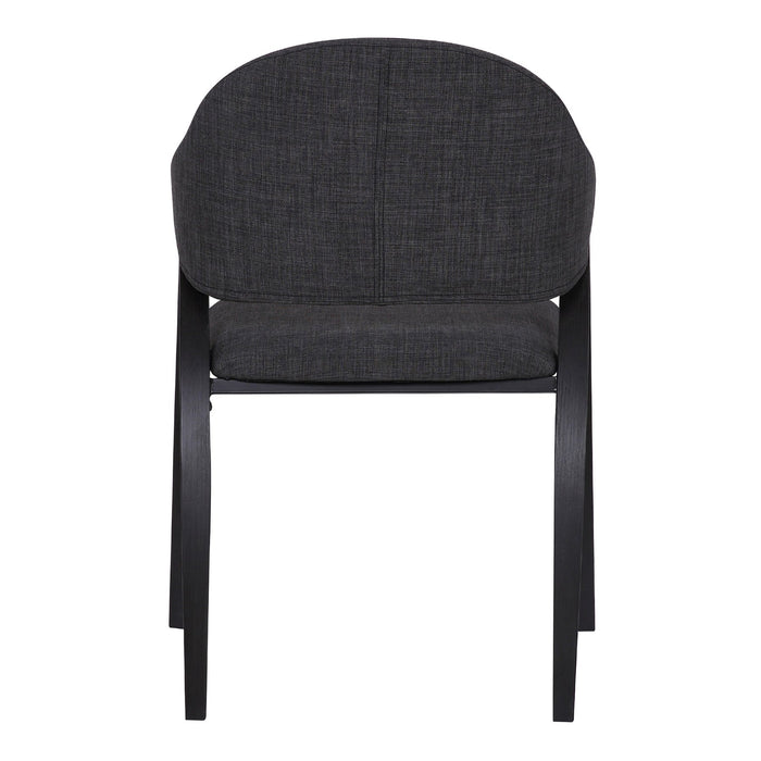 Meadow Contemporary Dining Chair in Black Brush Wood Finish and Charcoal Fabric - Set of 2