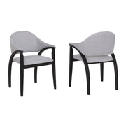 Meadow Contemporary Dining Chair in Black Brush Wood Finish and Gray Fabric - Set of 2 - Furniture City (CA)l