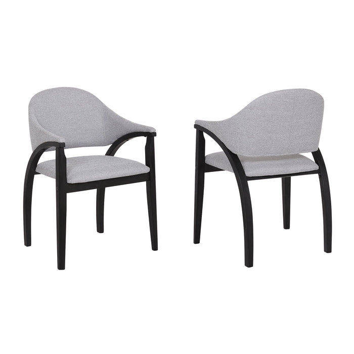 Meadow Contemporary Dining Chair in Black Brush Wood Finish and Gray Fabric - Set of 2