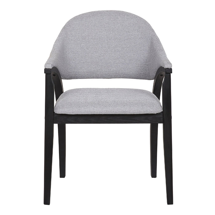 Meadow Contemporary Dining Chair in Black Brush Wood Finish and Gray Fabric - Set of 2