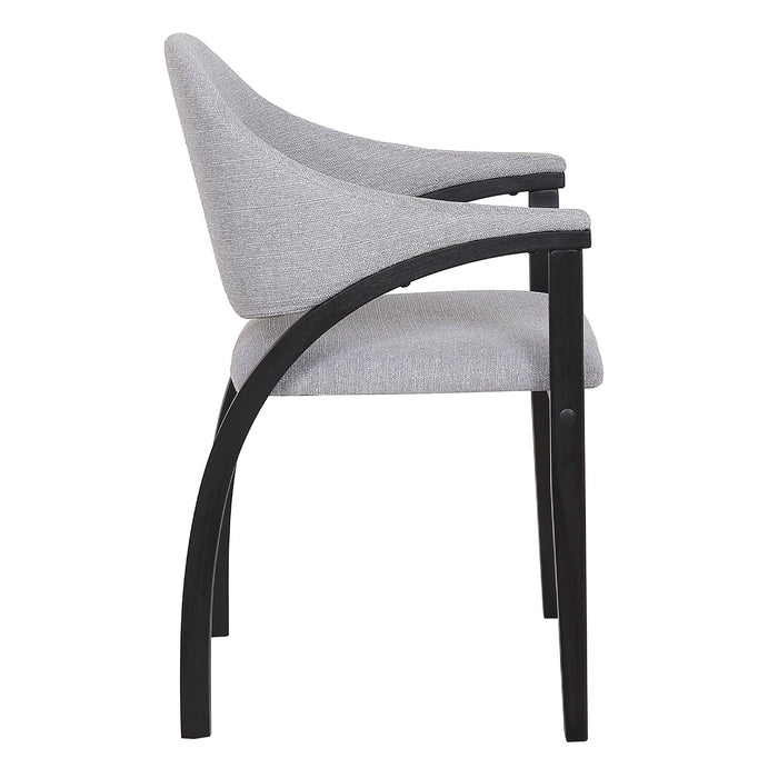 Meadow Contemporary Dining Chair in Black Brush Wood Finish and Gray Fabric - Set of 2