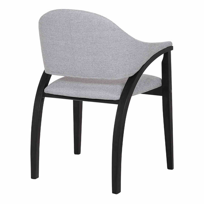 Meadow Contemporary Dining Chair in Black Brush Wood Finish and Gray Fabric - Set of 2