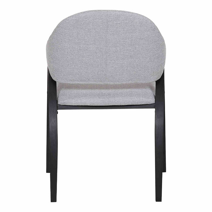 Meadow Contemporary Dining Chair in Black Brush Wood Finish and Gray Fabric - Set of 2