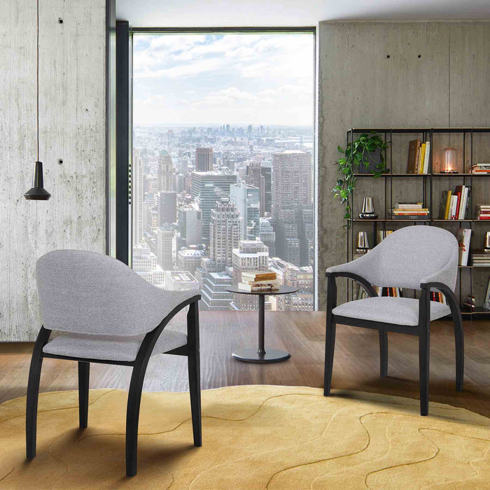 Meadow Contemporary Dining Chair in Black Brush Wood Finish and Gray Fabric - Set of 2