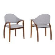Meadow Contemporary Dining Chair in Walnut Wood Finish and Gray Fabric - Set of 2 - Furniture City (CA)l